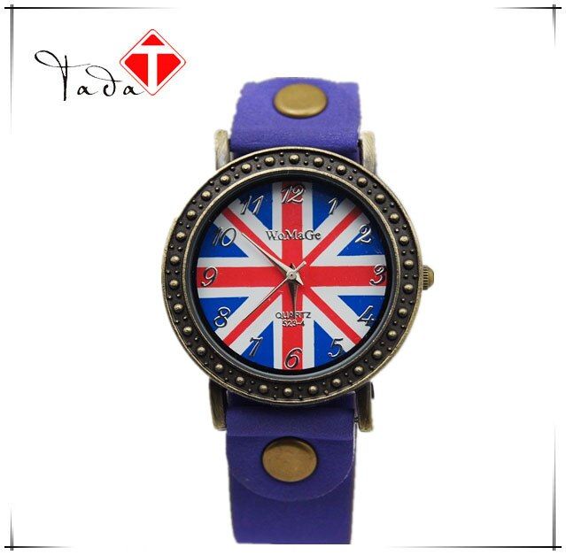 unisex casual dress British flag Watch retro design 14 colors leather strap Brand womage fashion uk flag women Quartz wristwatch