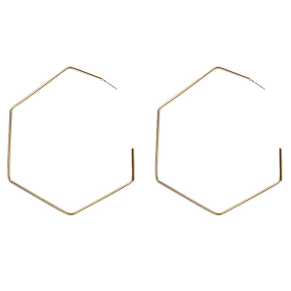 Fashion Women Large Hexagon Pendant Statement Stud Earrings Party Jewelry Gift
