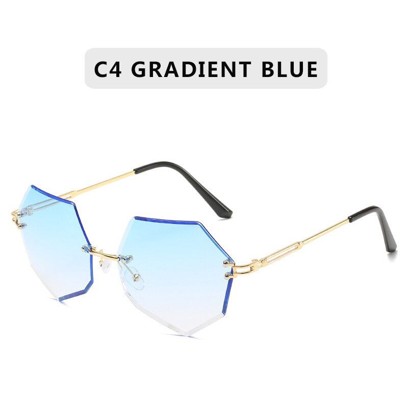 C4ZXWLYXGX DESIGN 2020 Fashion Lady Rimless Sunglasses Women Brand Designer Vintage Alloy Frame Classic Sun Glasses Shades Oculos