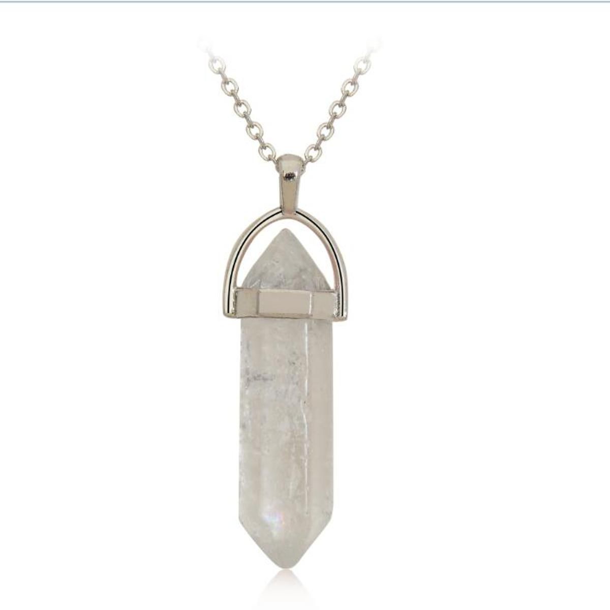 Hot Sell Hexagonal Column Natural Stone Pendant Chain Choker Necklace For Women Fashion Jewelry