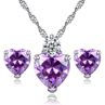 Lady Shiny Cubic Zirconia Love Heart Pendant Neckle Stud Earrings Jewelry Set