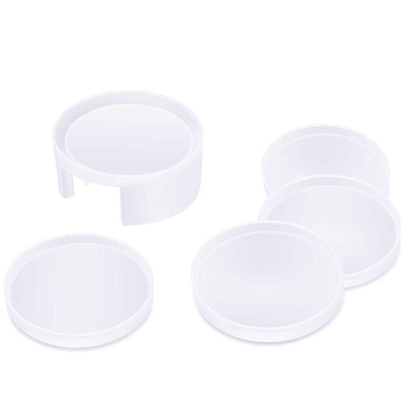 Coaster Resin Molds Coaster Silicone Molds for Epoxy Resin with Storage Box Mold Coaster Molds for Resin Casting