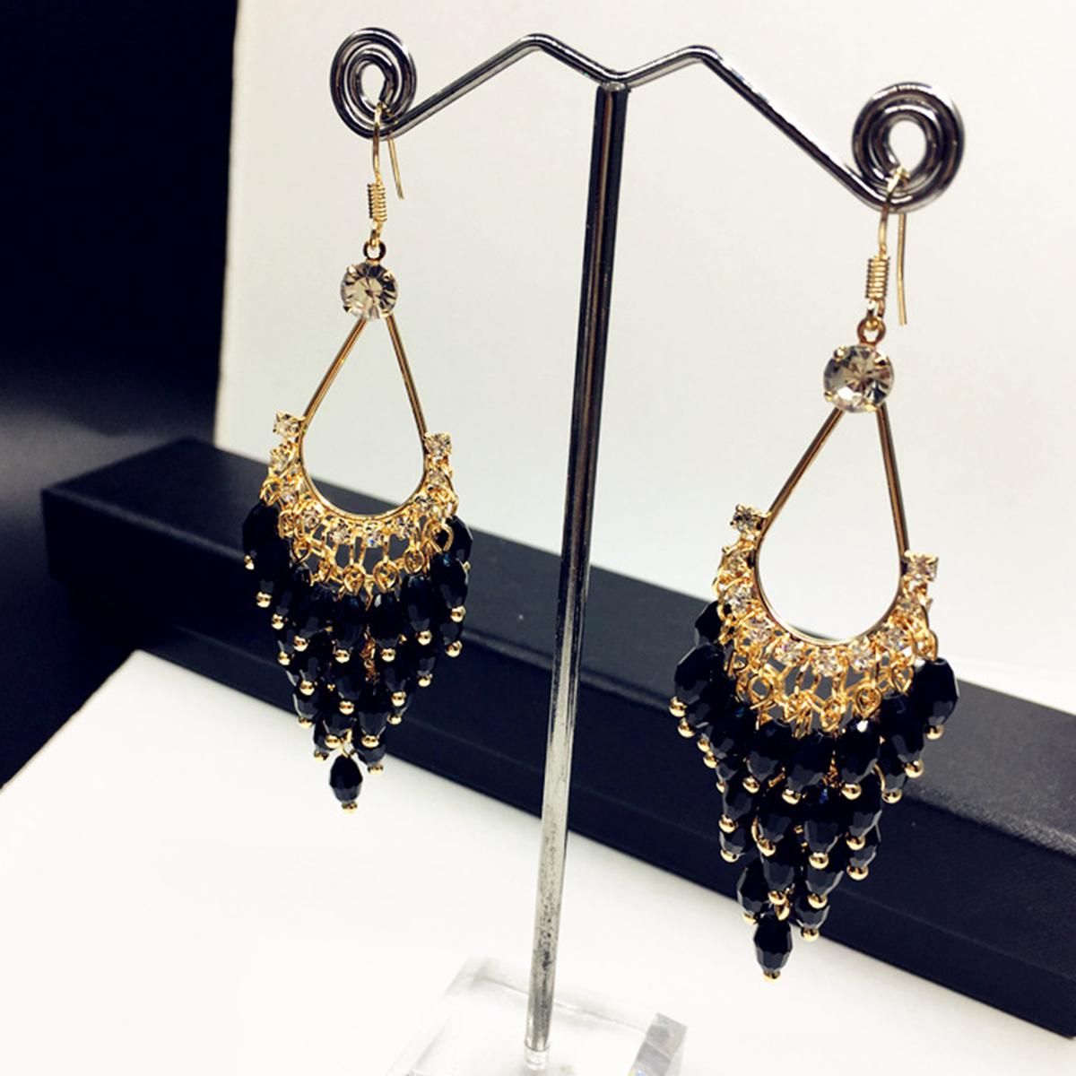 Carat Dangle Earrings Faux Crystal All Match Tassel Women Earrings