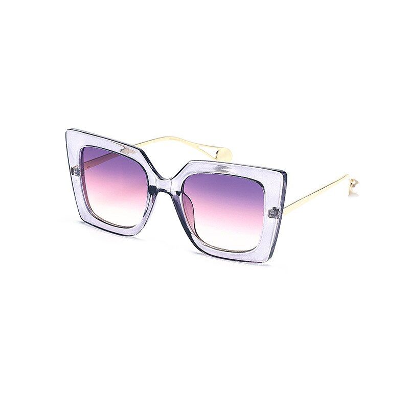 purple purpleSella 2019 Fashion Women Oversized Square Sunglasses Trending Candy Color Transparent Flower Frame Sun Glasses Shade UV400
