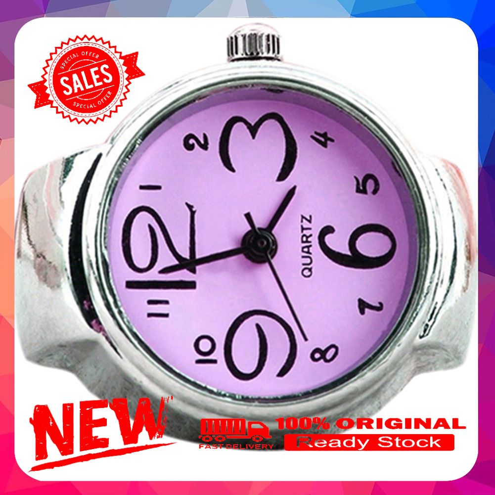 Women's Girls' Sleek Steel Round Dial Elastic Creative Quartz Finger Ring Watch