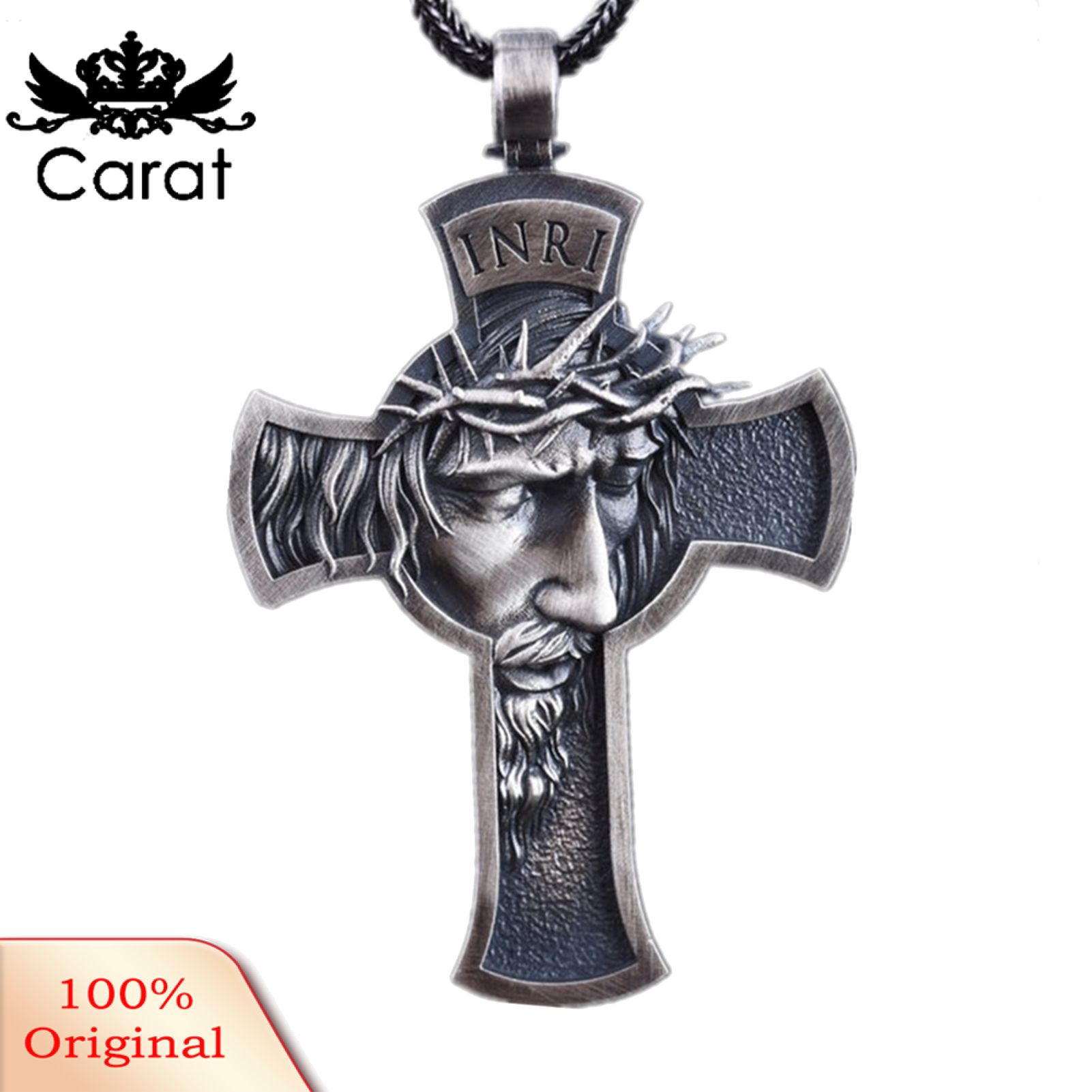Crown of Thorns Jesus Cross Pendant Necklace Unisex Chain Jewelry Accessory Gift