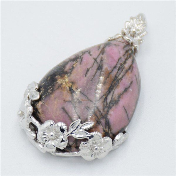 New Women Natural Stone Waterdrop Pendant for Necklace Fashion Tear Shape Black White Purple Crystal Opal Charm Female Jewelry