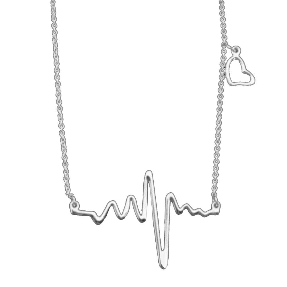 Women ECG Pendant Necklace Charm Clavicle Chain Jewelry