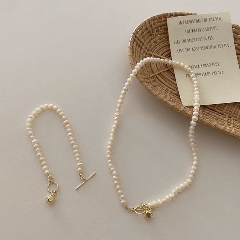 Pearl OT Chains Set,Retro Necklace for Women,Sweety Necklace&Bracelet for Women's Gift