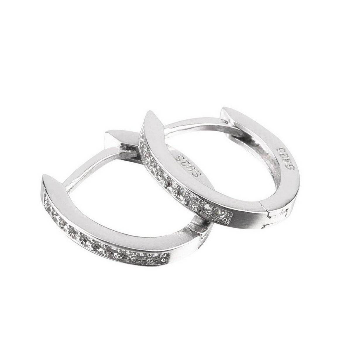 UR Elegant Silver Single-row Faux Diamond Ear Ring Earing Stud Jewelry