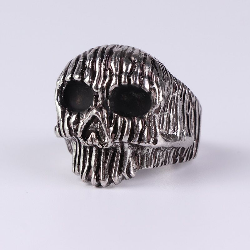 Trendy Men Ring Fashion Punk Style Retro Striped Skull Ring Accessories Jewelry For Male Party Best Gift Size 7-14