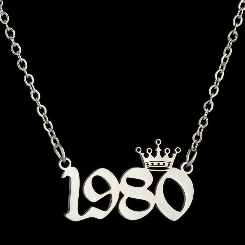 1999 2000 2001 2002 2003 2004 2005 2006 2007 2008 2009 2010 2011 2012 2013 2014 Crown Birth Year Necklace Women Fashion Jewelry