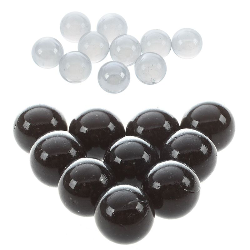 10 Pcs Marbles 16Mm Glass Marbles Knicker Glass Balls Decoration Color Nuggets Toy Transparent & Black(2 Set)