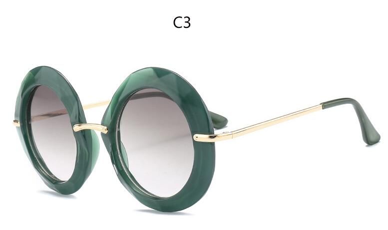 C3 green frameYellow Frame Round Vintage Sunglasses Oversized Black Circle Glasses Designer Women Luxury 2020 Red Green Summer Glasses UV400