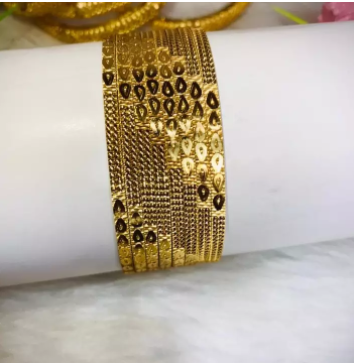 Fashion Design Gold Plated Bangles Set Of -(8 Pcs)
