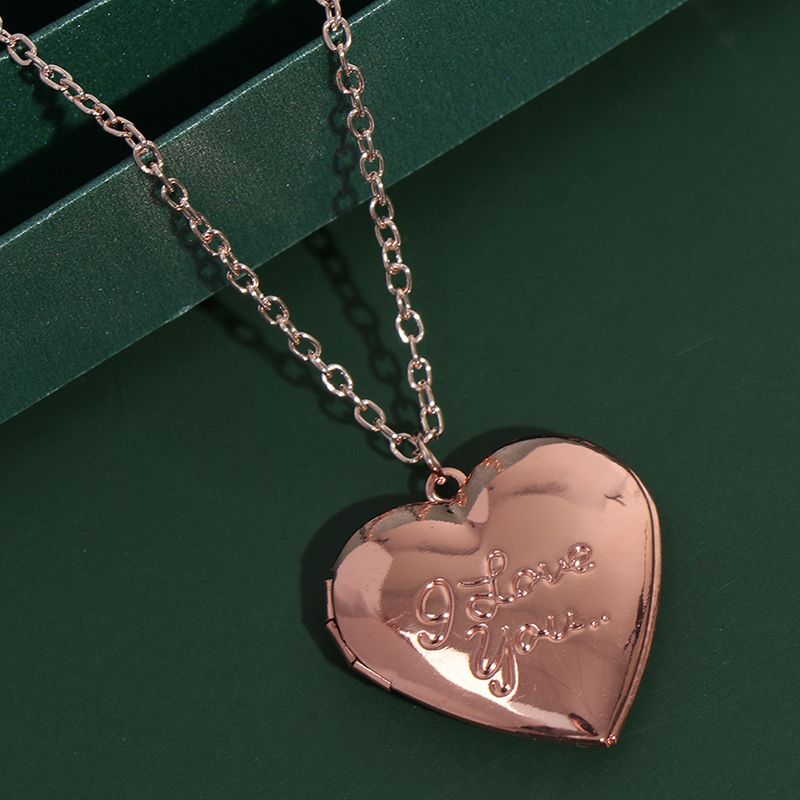 Love Heart Locket Pendants Openable Photo Frame Glossy Family Picture Necklace