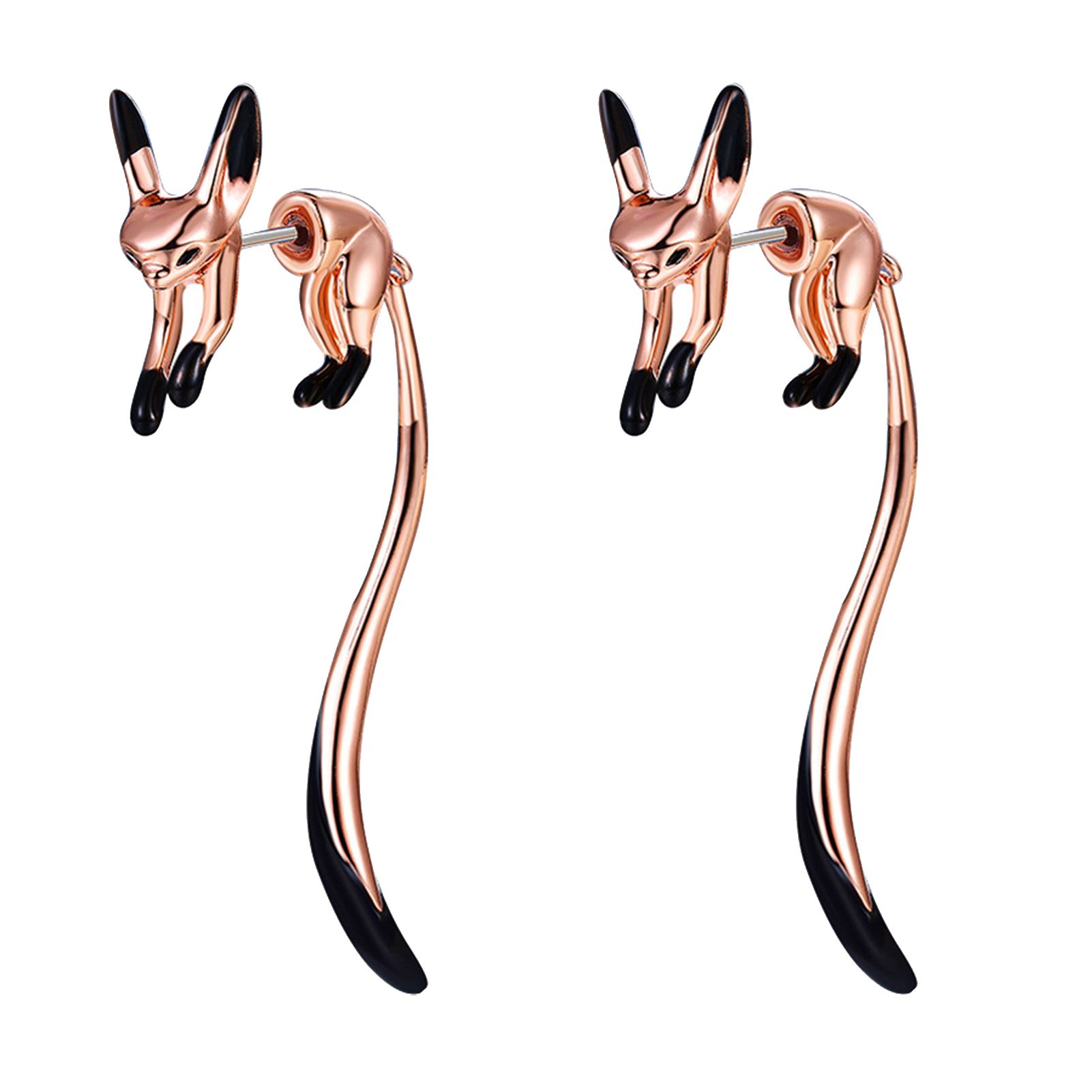 Hook Earrings Fox Shape Long Fox Tail Color Earrings