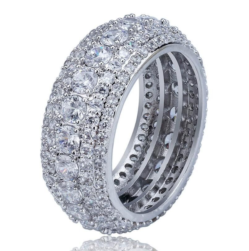 Men Hip hop iced out bling Pave Setting Zircon Round Rings fashion popular Charm Ring for Party Hiphop jewelry gits