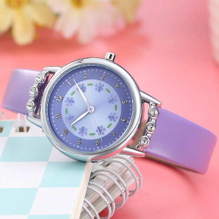 Fashion Cute Cartoon Children Watch Girls Princess Diamond Flower Quartz Watch For Kids Children Girl Watch Clock montre enfant