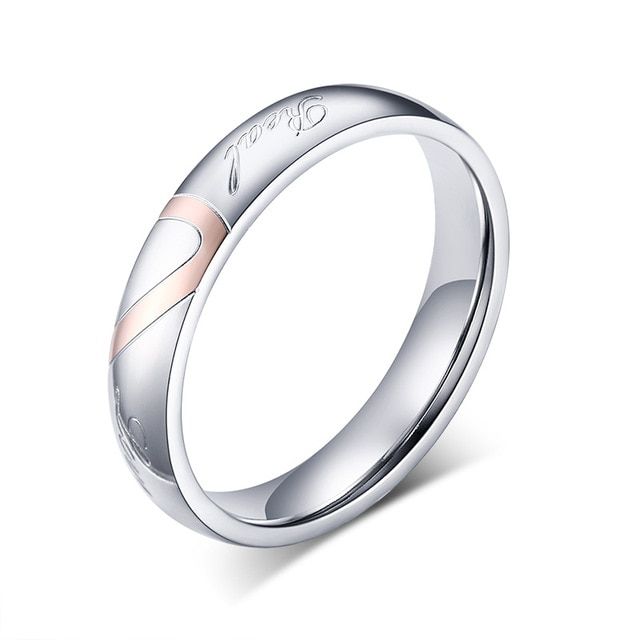 ZORCVENS 2020 New Fashion Romantic Heart Wedding Rings 316L Stainless Steel Wedding Rings For Men and Women