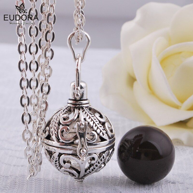 EUDORA Mexico Harmony Ball Chime Sound Bola Locket Cage Pendant Necklace for Mother Child Maternity Pendant Bijoux Pendulu