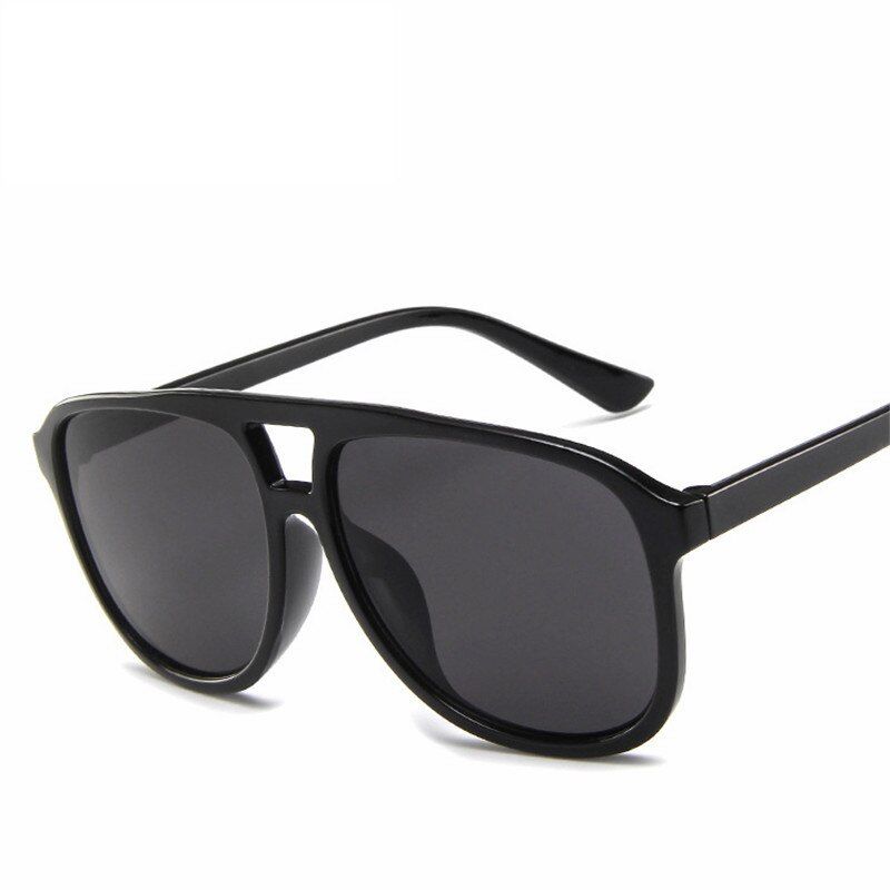Black GrayNew Big Frame Sunglasses Men Women Cool Trend Eyewear Double Bridge Oversized Eyeglass Transparent Candy Ocean Lens темные очки