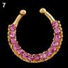 y Crystal U-Shaped Clip On Fake Septum Clicker Non Piercing Hoop Nose Ring