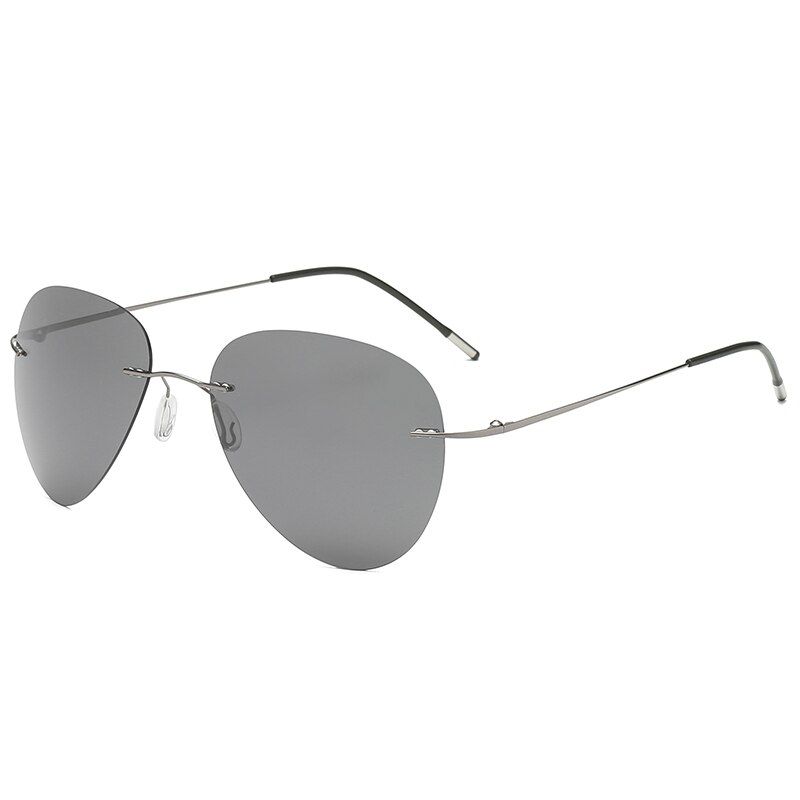 Grey blueRimless Polarized Sunglasses Men Aviation Ultralight Titanium Arms Eyewear Polarize Women Brand Designer Polaroid super Light