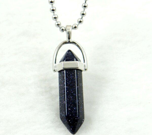 Natural stone Quartz Crystal lapis fluorite Stone Hexagonal Column Pendant stainless steel Necklace for women Fashion Jewelry