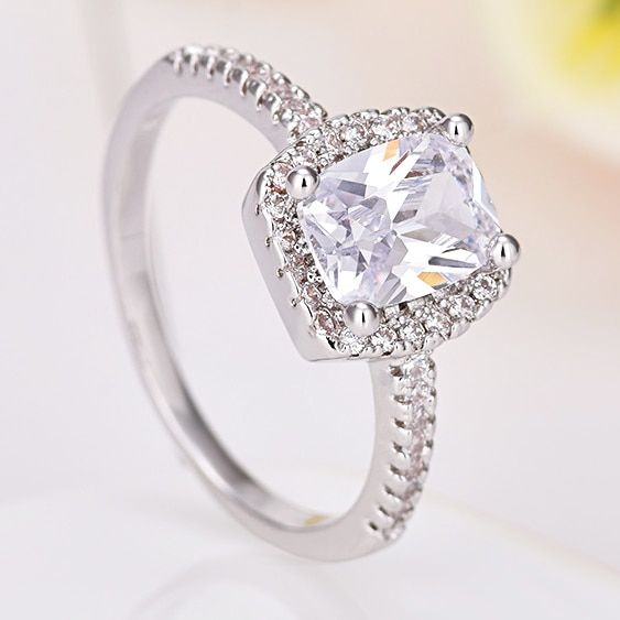 AMORUI Square Cubic Zircon Rings for Women Jewelry Pink/Yellow/White Birthstone Wedding Ring Bijoux Bague Anillos Mujer