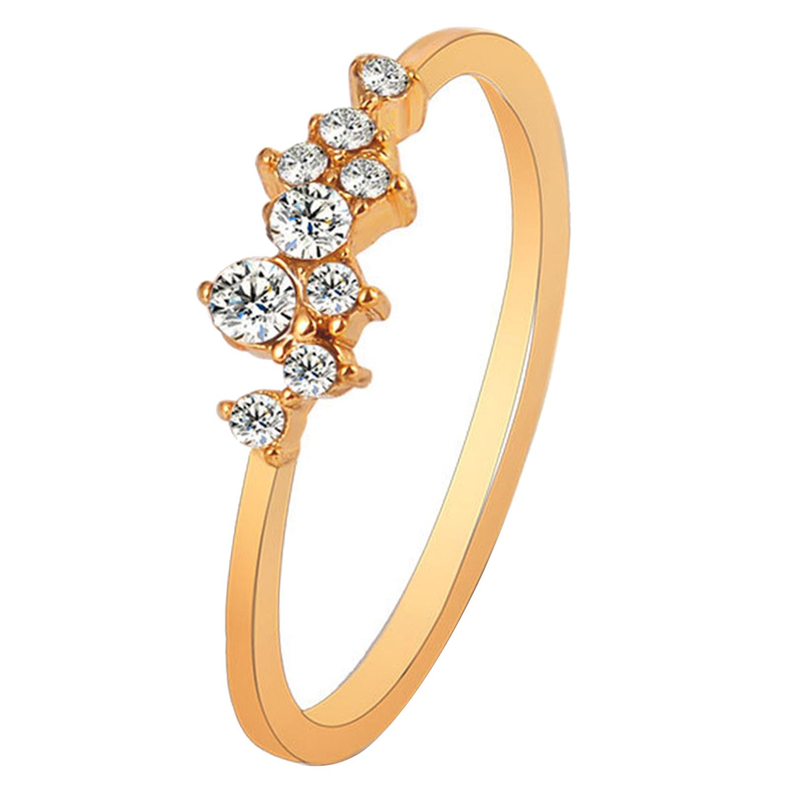 Women Romantic Simple Thin Rhinestone Engagement Ring Jewelry Accessory