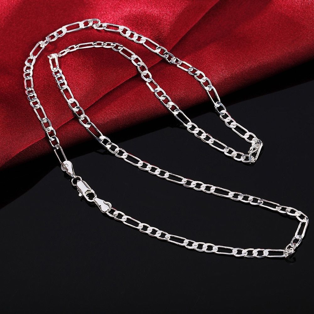 16-30inches 4MM chain women lady men hot Silver color exquisite luxury gorgeous charm fashion Necklace Silver jewelry N102