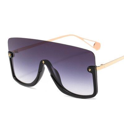 1895 black grey blackOversized One Piece Luxury Square Sunglasses Women Black Alloy Frame Sun Glasses Colorful Female Clear Eyewear UV400 Rimless
