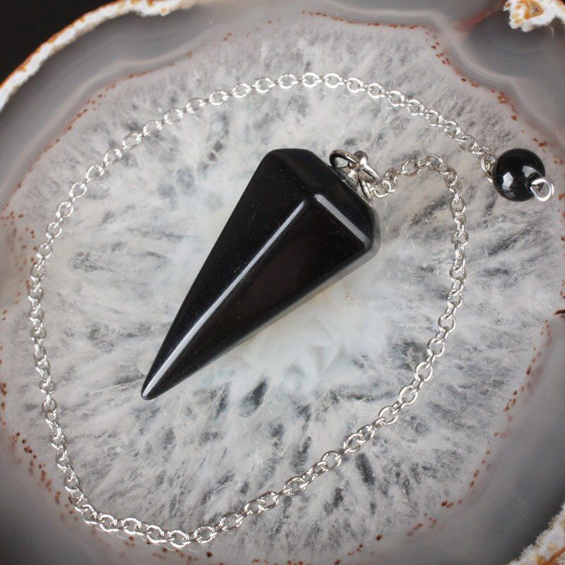 Stone Lapis lazuli Opal Rose Pink Quartz Howlite Stone Cone Chain Dowsing Healing Chakra Pendulum With Chain 1PCS(null)