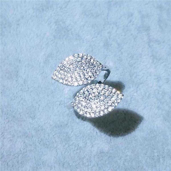 Luxury AAA Cubic Zirconia Micro Pave Open Rings Setting Flower Ring For Women Ladies Girls Rose Gold Color Finger Bague CR2034L