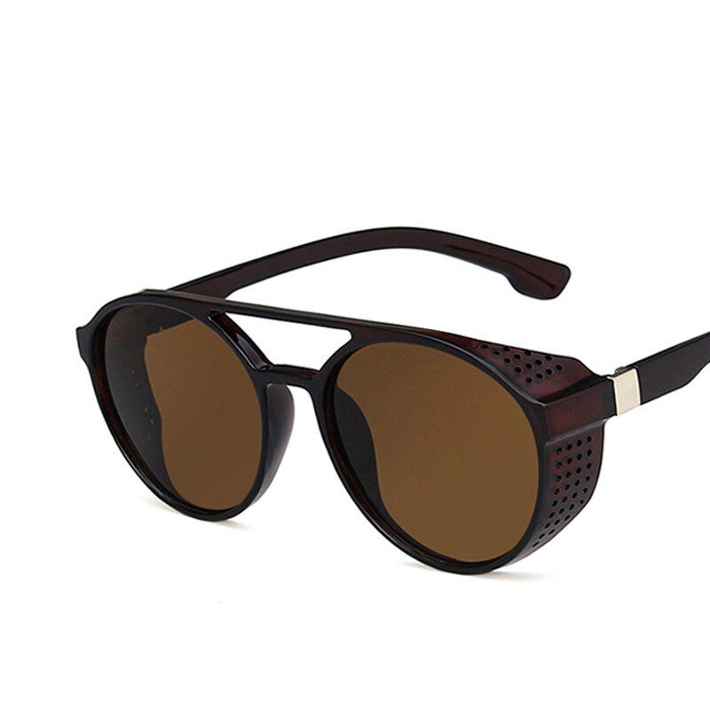 Black Fashion Round Frame Sun Glasse Women Brand Designer Vintage Steampunk Sunglasses Men's UV400 Shades Guy's Oculos De Sol