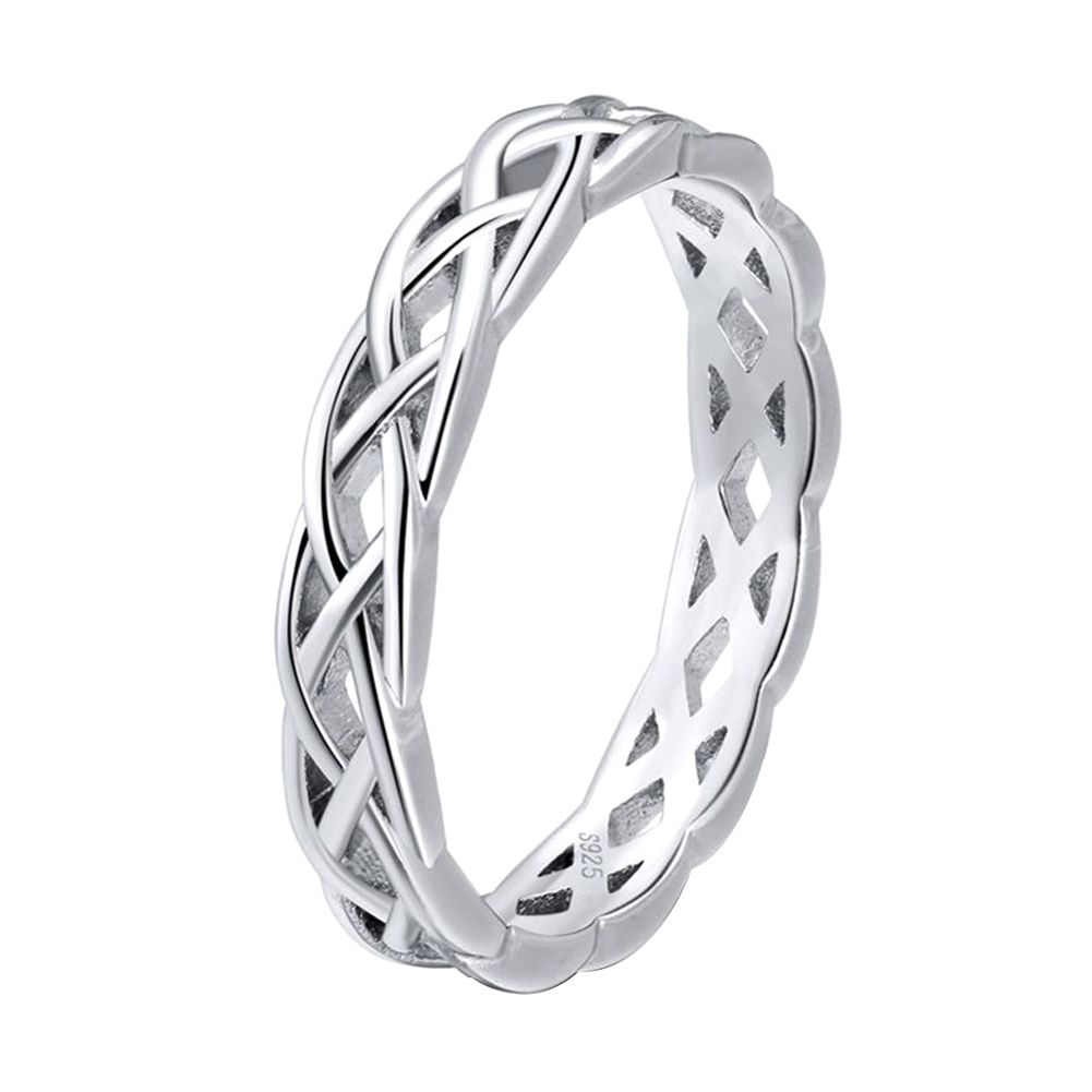 Minimalist Women Twisted Shape Hollow Band Ring Wedding Proposal Jewelry Gift