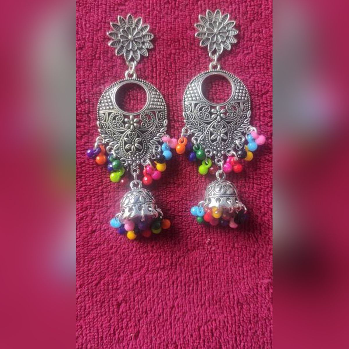 (Jhumka)Silver Colour Top Earring