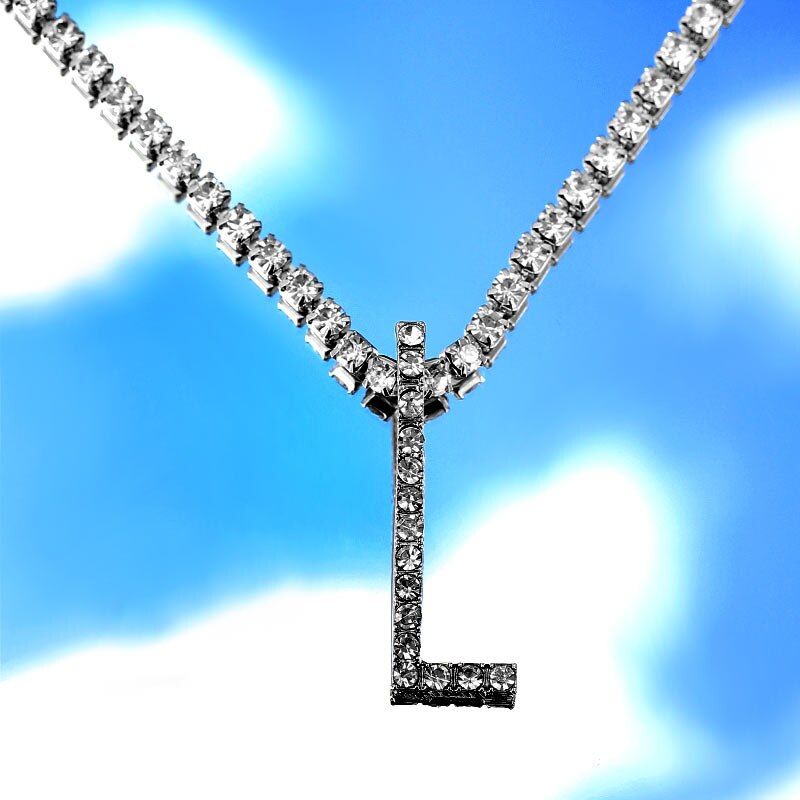 A-Z Custom Rhinestone Tennis Chain Letter Necklace for Women Men HipHop Jewelry Alphabet Pendant Necklace Choker Chain Wholesale