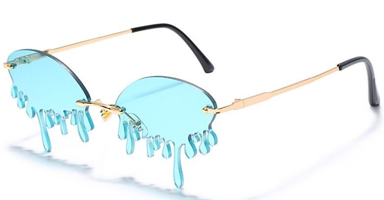 light blueFunny Womens Shades Fashion Rimless Sunglasses Women 2020 Vintage Clouds Tears Drop Sun Glasses men Candy Colors Eyewear UV400