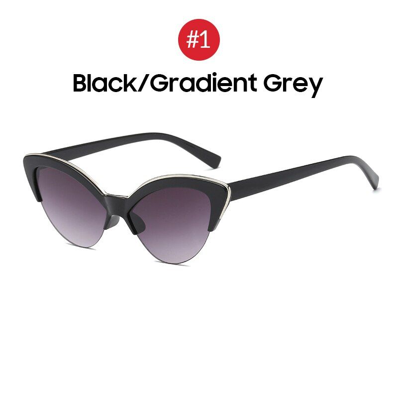 1Black Gradient GreyVIVIBEE 2019 Female Cat Eye Sunglasses Designer Luxury Vrand Red Cateye Glasses for Women Vintage Gradient Ladies Eyewear