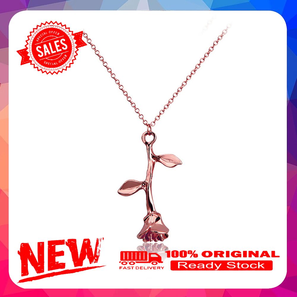 Elegant Wedding Engagement Lady Rose Flower Charm Chain Pendant Necklace Jewelry