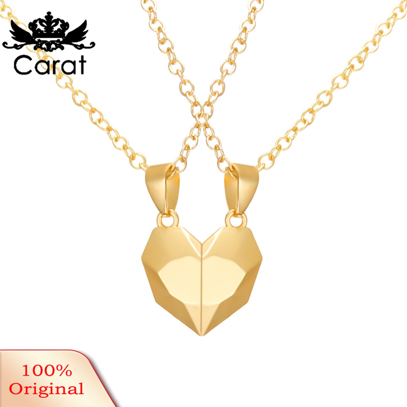Heart Pendant Necklace Magnetic Matching Fine Workmanship Alloy Two Souls One Heart Pendant Necklaces for Dating