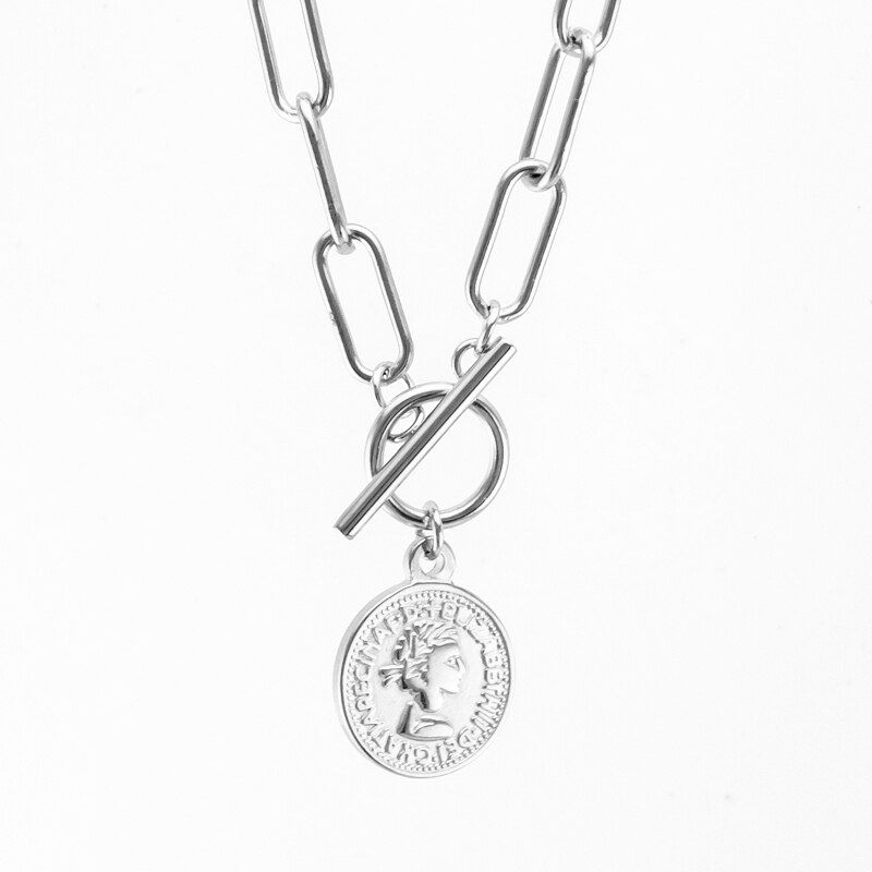 Stainless steel lucky Coin Choker necklace women Toggle collares Medal charms collares de moda 2020 Boho Jewelry Collier gift
