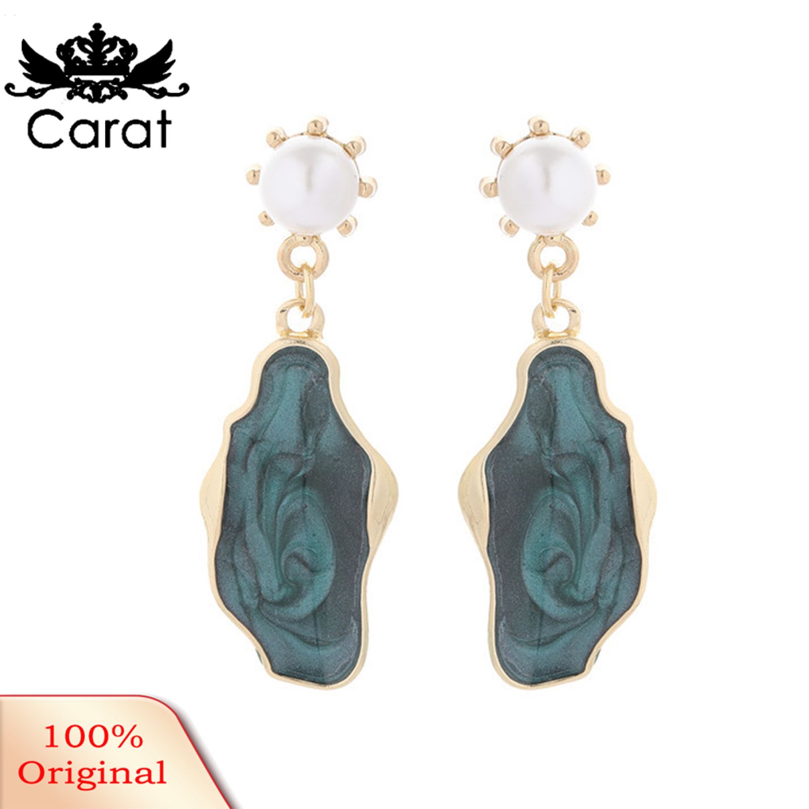 Carat 1 Pair Dangle Earrings Geometric Pendant Faux Pearl Jewelry Irregular Painted Lightweight Stud Earrings for Dating