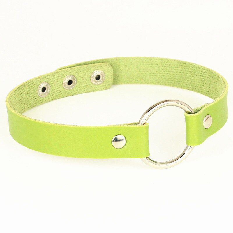 New Fashion Women Men Cool Punk Goth Black Round-Shape Leather Collar Choker Necklace Jewelry Accessories