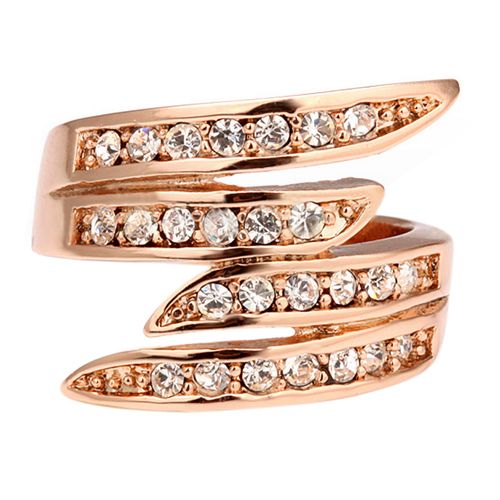 Women's Fashion Luxury Rose Gold Plated Rhinestone Wedding Party Jewelry Ring