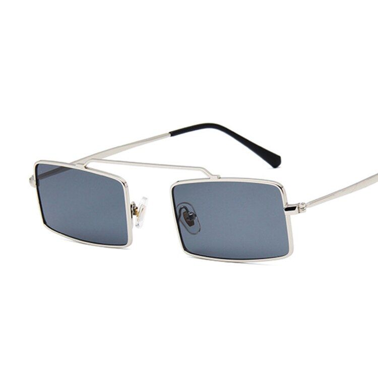 SilverGrayMetal Sunglasses Men Women Retro Oversized Square Sun Glasses Female Male Yellow Pink Lens Glasses Big Frame Shades Eyeglass