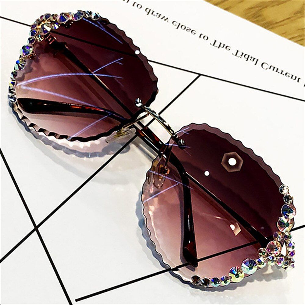 FSHWH0033RD00TTLIFE Rimless Luxury Sunglasses Women Rhinestone 2020 Vintage Bling Sun Glasses Shades for Women Gafas De Sol Mujer Uv400