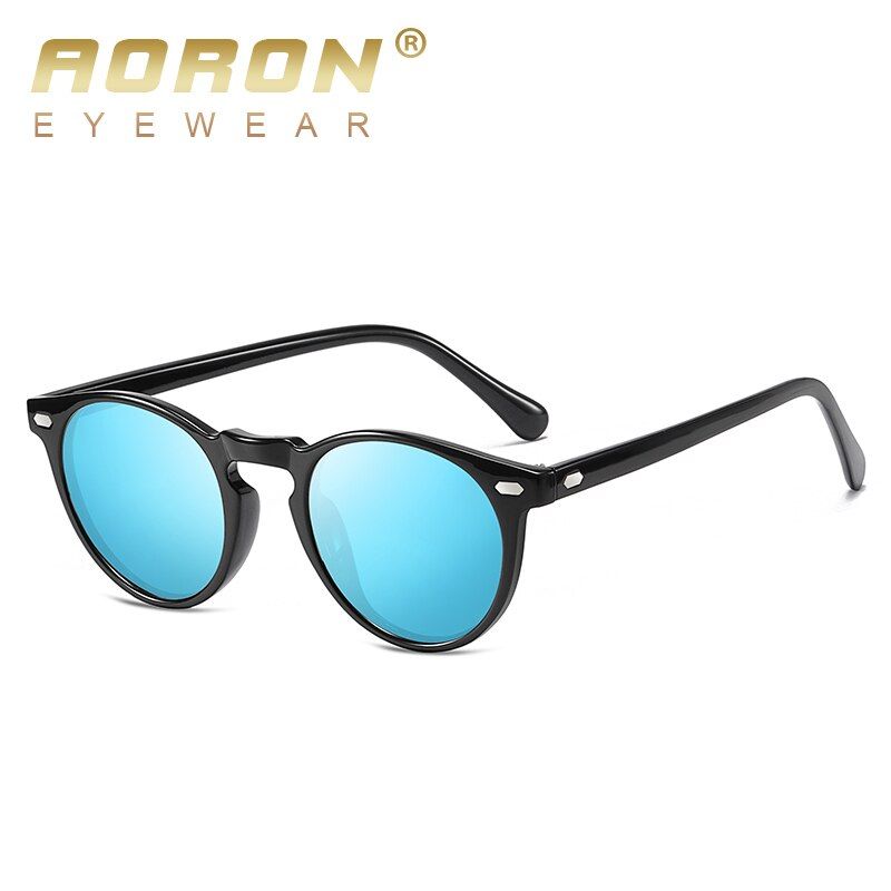 Black BluePackage AAORON 2021 Polarized Sunglasses for Men Women Round Vision Sun Glasses TR90 Frame Fashion Sunglasses UV400